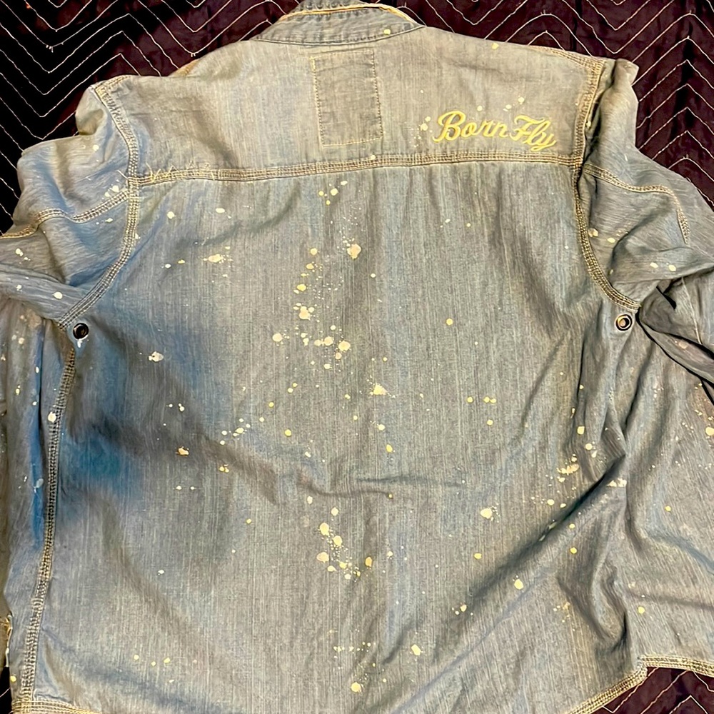 Mens Born Fly long sleeve denim shirt size XL